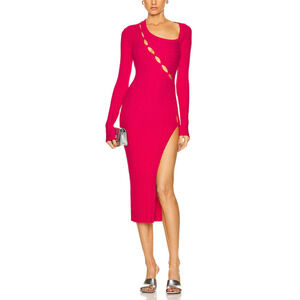 Cotton Citizen 'Capri' Red Asymmetrical Slit Midi Dress Size S